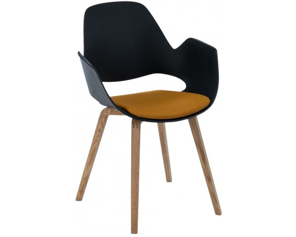 FALK chair with wooden base and upholstered seat