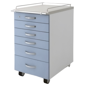 Mobile container for medical instruments with 6 drawers