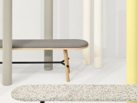 RECORD upholstered bench with wooden base - 2