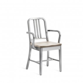 Židle s područkami a dřeveným sedákem NAVY