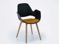 Stolička FALK s drevenou podnožou a čalúneným sedadlom - 2