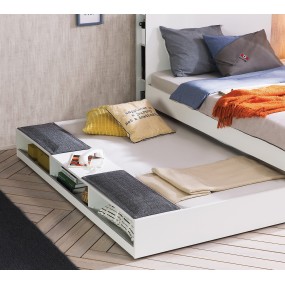 Pull-out extra bed WHITE with storage space and mattress 90x190 cm