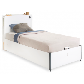 Student bed with storage space and mattress 100x200 cm WHITE 