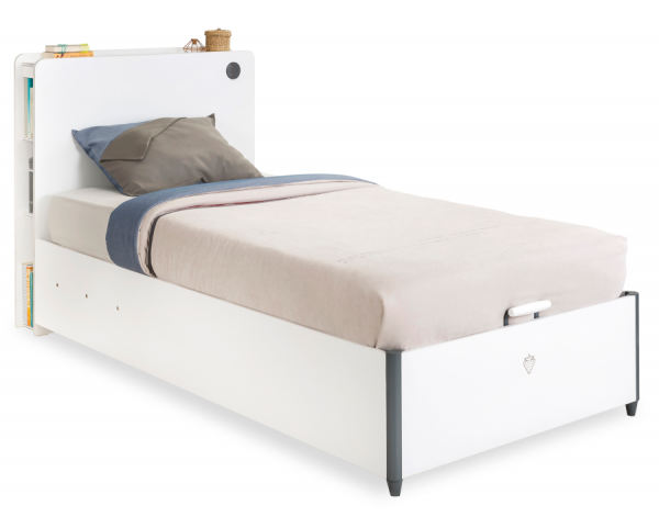 Študentská posteľ s úložným priestorom a matracom 100x200 cm WHITE
