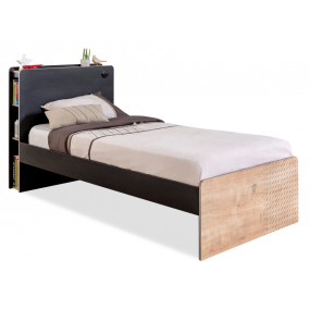 Student bed BLACK with mattress 100x200 cm