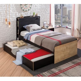 Pull-out extra bed BLACK with mattress 90x190 cm
