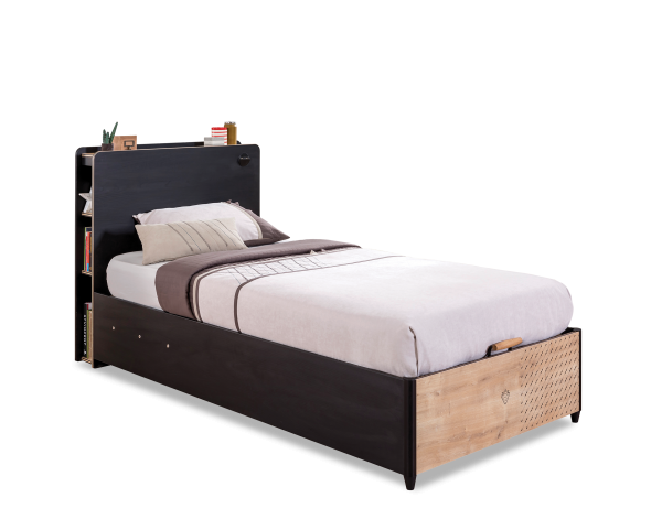 Student bed with storage space BLACK 100x200 cm