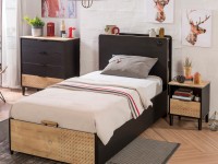 Student bed with storage space BLACK 100x200 cm - 2