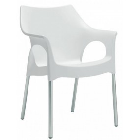 Židle OLA - bílá/hliník