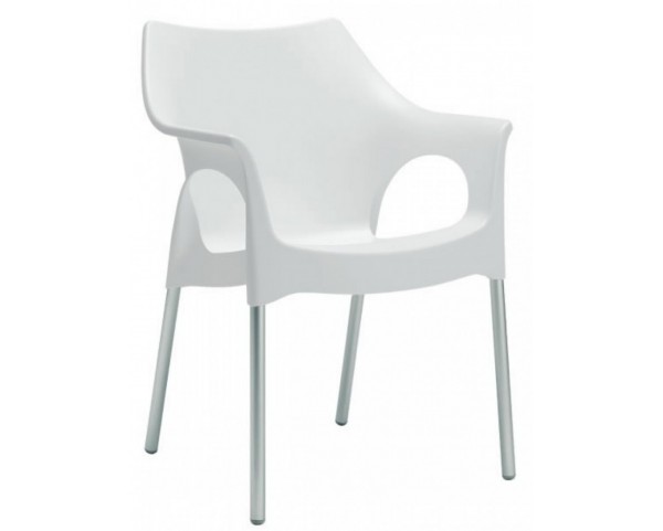 Stolička OLA - biela/hliník