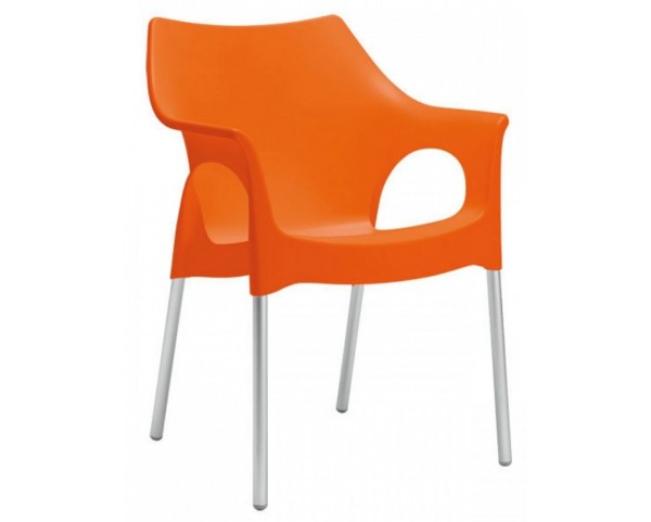 Židle OLA - oranžová/hliník