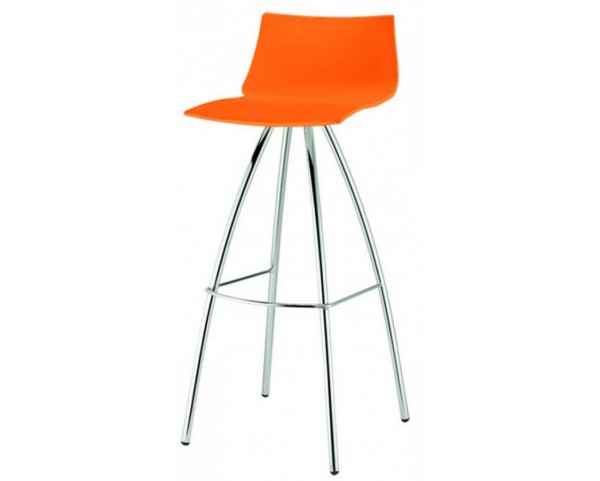 Vysoká barová stolička DAY - oranžová/chróm