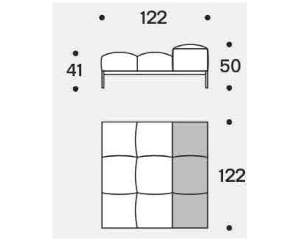 Sedací prvok modulovej zostavy s podrúčkami/opierkou Pixel Light Indoor - 122x122 cm - pravý