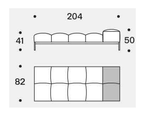 Sedací prvok modulovej zostavy s podrúčkami/opierkou Pixel Light Indoor - 204x82 cm - pravý