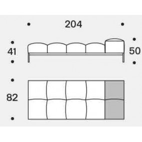 Sedací prvek modulové sestavy s područkami/opěrákem Pixel Light Outdoor 2616 DX / 2617 DX - 204x82 cm - pravé provedení