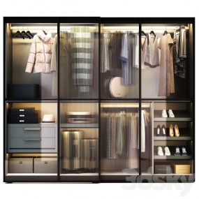 Modulární šatní skříň LAYER s posuvnými dveřmi - sestava 3