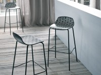 Barová stolička ALHAMBRA vysoká, hnedá/béžová/chróm - 3