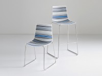 Barová stolička COLORFIVE ST - nízka, hnedá/béžová/chróm - 2