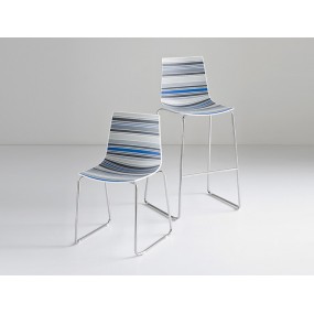 Barová stolička COLORFIVE ST - vysoká, hnedá/béžová/chróm