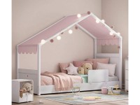 Dětská postel se stříškou 90x200 cm Montes White růžová - 2