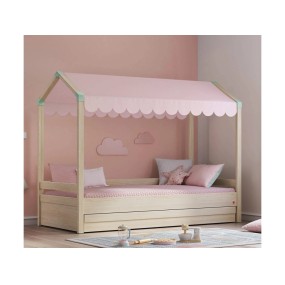 Markýza k posteli domeček růžová