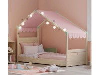 Dětská postel se stříškou 90x200 cm Montes Natural růžová - 2