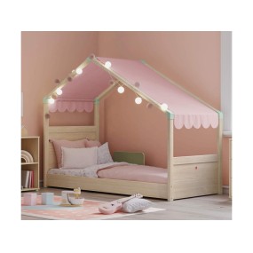 Children's bed with roof 90x200 cm Montes Natural pink