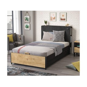 Bed with folding storage space 120x200 cm Black