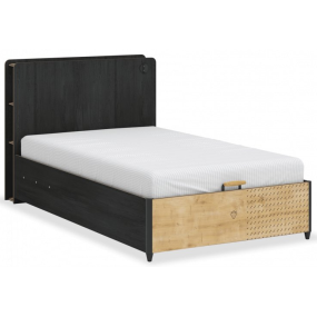 Bed with folding storage space 120x200 cm Black