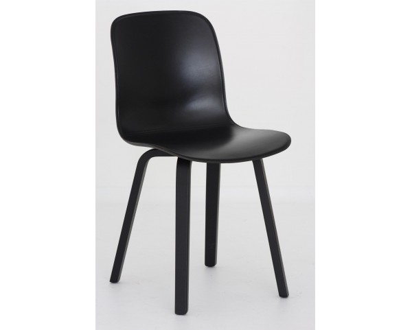 Židle SUBSTANCE s dřevěnou podnoží - černá