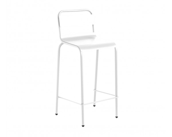 BIARRITZ nízka hliníková barová stolička - biela