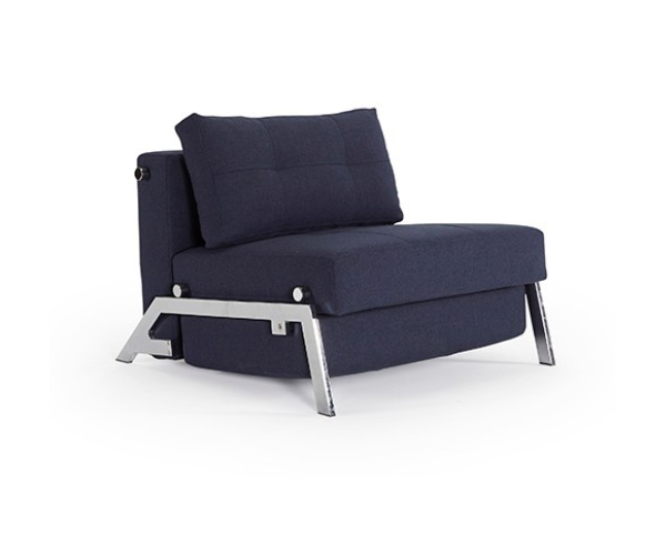Folding armchair CUBED CHROME - dark blue