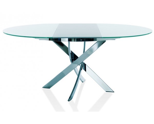 Folding dining table BARONE, glass/wood