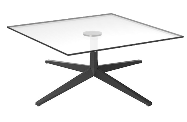 VONDOM - Konferenční stolek FAZ Ø základny 96,5 cm se skleněnou deskou, 100x100 cm