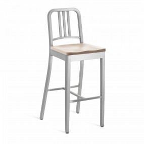 Bar stool with wooden seat NAVY