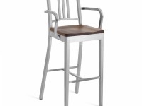Barová židle s područkami a dřeveným sedákem NAVY - 3