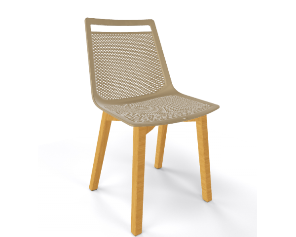 Židle AKAMI BL, béžová/dřevo