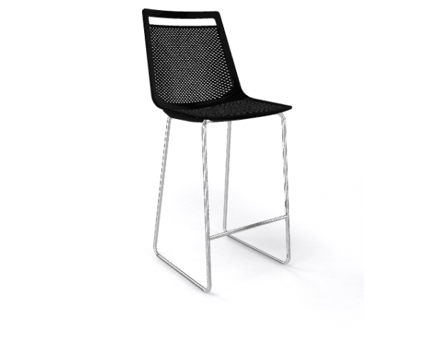 AKAMI ST low bar stool, black/chrome