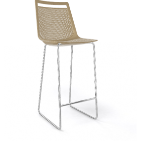 AKAMI ST high bar stool, light brown/chrome