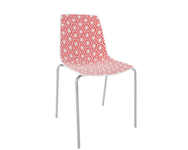 Židle ALHAMBRA NA, bíločervená/chrom