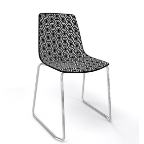 Židle ALHAMBRA ST, černobílá/chrom