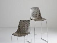 Barová židle ALHAMBRA ST nízká, černobéžová/chrom - 2