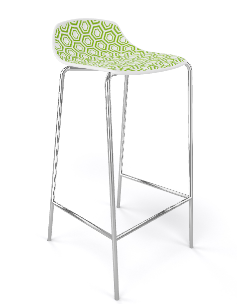 GABER - Barová židle ALHAMBRA vysoká, bílozelená/chrom
