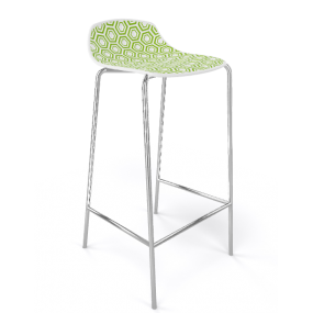 Barová stolička ALHAMBRA vysoká, biela/zelená/chróm