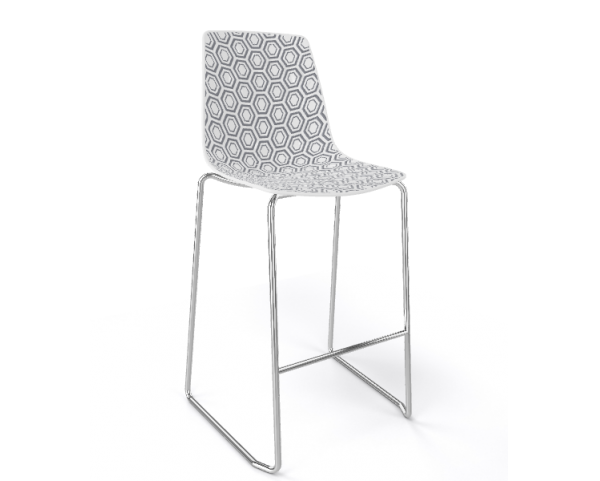 Barová stolička ALHAMBRA ST nízka, biela/sivá/chróm