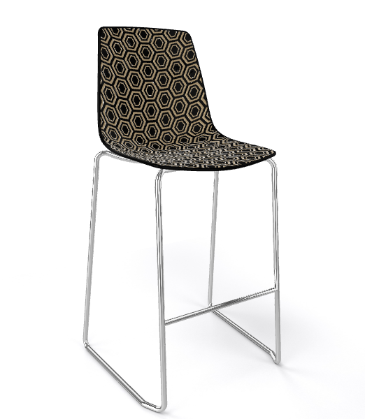 GABER - Barová židle ALHAMBRA ST nízká, černobéžová/chrom