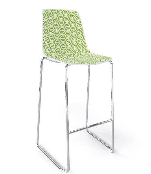 GABER - Barová židle ALHAMBRA ST vysoká, bílozelená/chrom