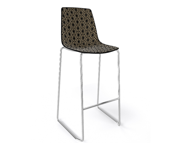 Bar stool ALHAMBRA ST high, black/beige/chrome