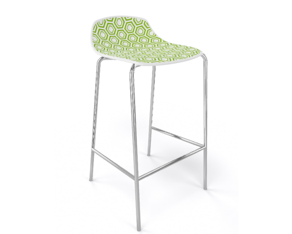 Barová stolička ALHAMBRA nízka, biela/zelená/chróm