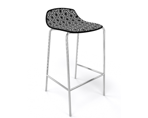 Barová stolička ALHAMBRA nízka, čierna/biela/chróm